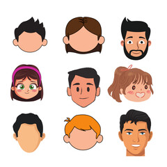 set of funny cartoon faces