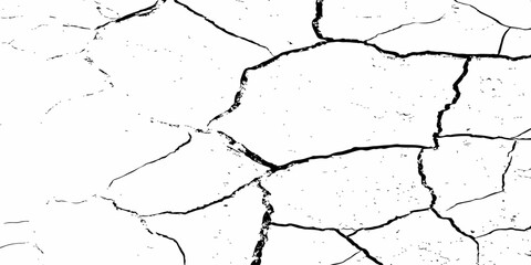 Black and white texture of cracked and abstract grunge texture effect old concrete faded wall dry surface patterns background.
