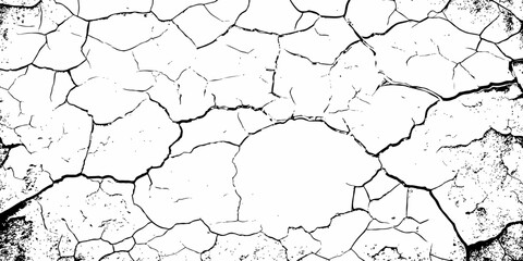 Black and white texture of cracked and abstract grunge texture effect old concrete faded wall dry surface patterns background.
