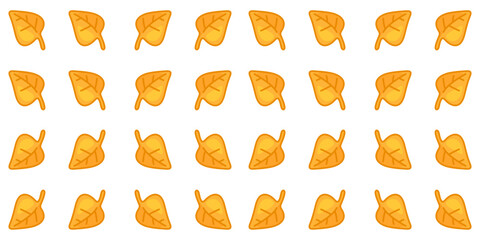 Seamless Simple Autumn Leaf Pattern. Cartoon yellow leaves arranged in a clean repeat on white background. Flat seamless autumn pattern with minimal seasonal vibe.