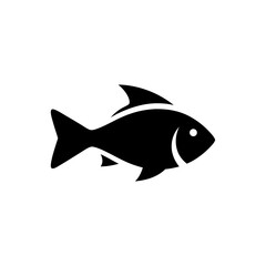 Simple Fish Silhouette Icon for Seafood, Aquatic Life, or Fishing