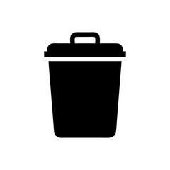 Trash Can or Waste Bin Silhouette Icon for Delete and Recycle Concepts