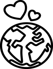 Love earth icon symbol outline