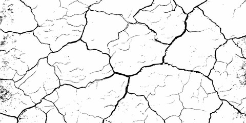 Obraz premium Black and white texture of cracked and abstract grunge texture effect old concrete faded wall dry surface patterns background. 