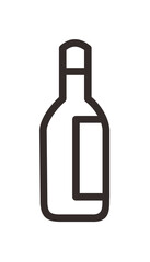 Simple line drawing of a wine bottle, featuring a label.