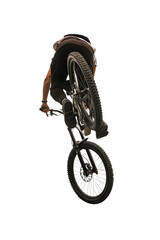 MTB/ downhill rider jumping without background   Downhillowiec, rider skaczący bez tła © Adrian White
