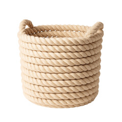  woven rope basket with handles isolated on white background
