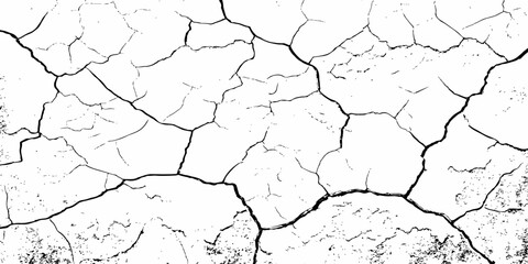 Black and white texture of cracked and abstract grunge texture effect old concrete faded wall dry surface patterns background.
