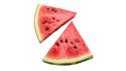 Fresh Watermelon Slices Isolated Against feelings of freshness and summer On a transparent background