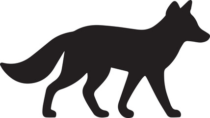 Black fox walking profile silhouette animal