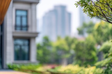 Obraz premium Urban residential building, blurred city view