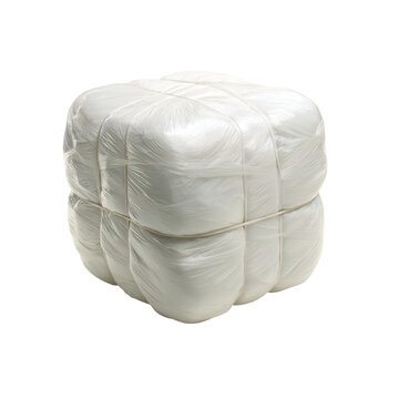  tightly packed bundle of white string isolated on white background