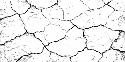 Black and white texture of cracked and abstract grunge texture effect old concrete faded wall dry surface patterns background.
