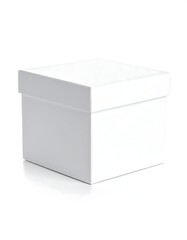 Empty white square gift box on white background