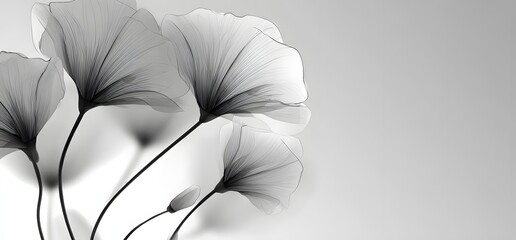 Delicate grayscale floral design.