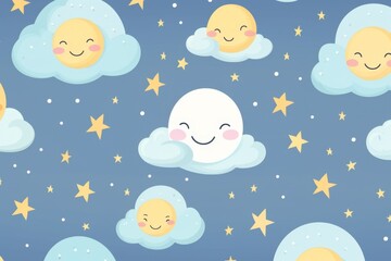 Pattern of clouds with stars children's style