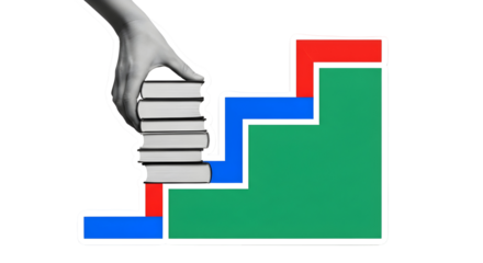 Career Growth Through Education: Books Building a Colorful Staircase to Success