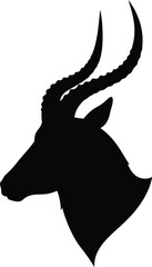 Black silhouette antelope head horns profile