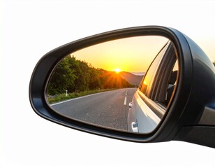 Sunset Road Trip Reflected in Car Side Mirror.