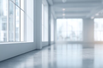 Obraz premium Empty office hallway with large windows
