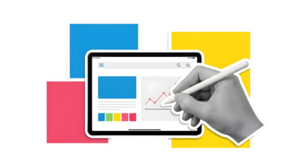 Data Analysis on Tablet with Stylus for Business Analytics and Financial Technology.