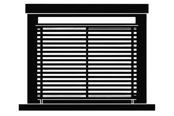 Black Window Silhouette with Closed Horizontal Blinds in a Modern Design Style