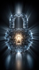 Digital Lock Concept with Glowing Elements in Futuristic Design