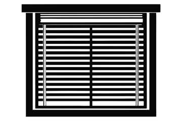 Monochrome Window with Horizontal Blinds and Black Frame for Interior Design Elements