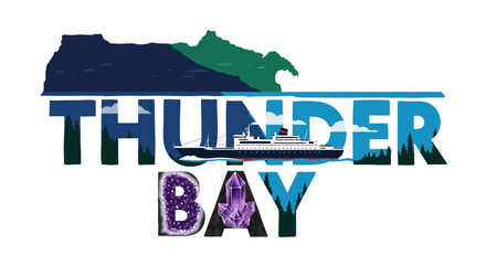 Fototapeta premium Thunder Bay Vector Voyage with nature, and skyline.