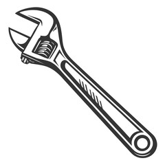 Adjustable Wrench: Detailed Illustration for Mechanics, DIY Projects, and Repair Manuals