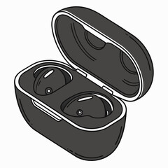 Wireless Earbuds in Charging Case: A Detailed Illustration