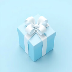 Obraz premium blue gift box with ribbon