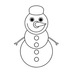 snowman with carrot nose coloring page outline