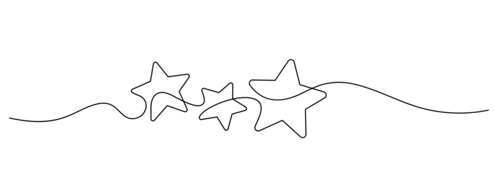 one line drawing three stars continuous handdrawn minimalism decorative art