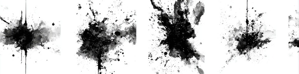Abstract ink splatters on white background