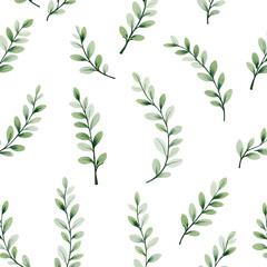 Fototapeta premium Seamless Pattern of Delicate Green Leafy Branches