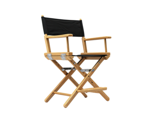 Folding director's chair, black fabric seat