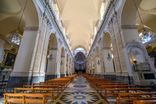 Catania, Italy. Interior of the Cathedral of Santa Agatha and Liotru or Duomo di Catania