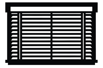 Silhouette Image of Window Blinds with Closed Slats and Frame Details Shown