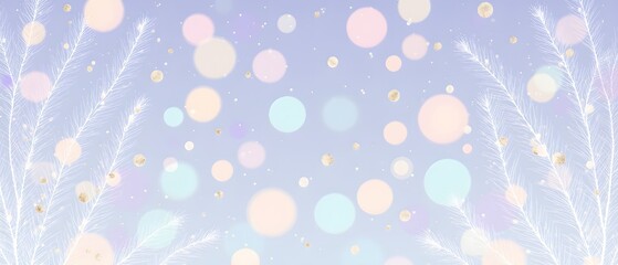 New year Winter art design, wide screen holiday border, Christmas winter blurred background. Xmas tree with snow decorated with garland lights, holiday festive background. Widescreen backdrop. 
