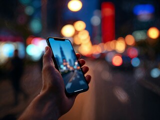 cinematic night photography, blurred city lights, smartphone photography, out of focus background