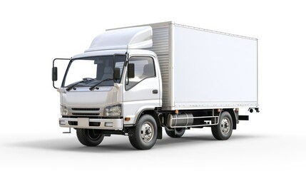 White delivery truck isolated background