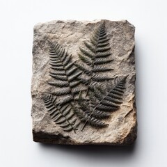 Fossilized fern imprint on stone slab