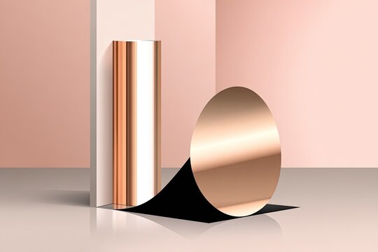 Minimalist, geometric display with rose gold shapes