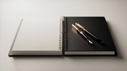 Clean Workspace with Notebooks, Pens, and Organized Study Essentials