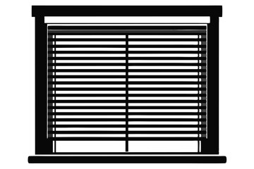Black and White Window with Horizontal Blinds, Closed for Privacy and Light Control