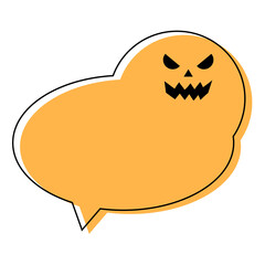 ハロウィン吹き出し　円形顔ジャックオランタン付き