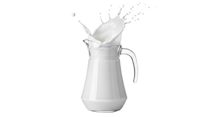 Isolated Milk Splash in Glass Pitcher