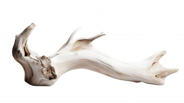 transparent icon 3d driftwood branch displaying intricate wood grain, textured surface revealing natural aging process against Weathered