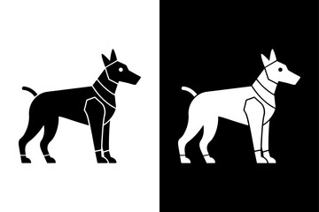Artificial Intelligence Dog Logo – Minimal Vector on White.